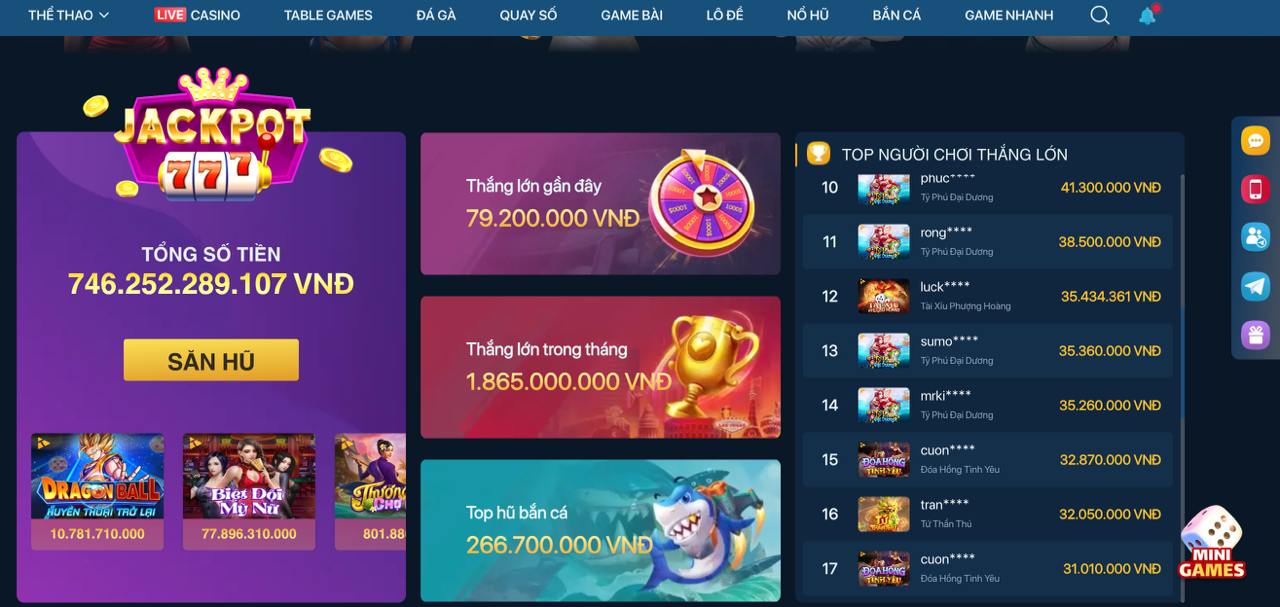 Cơ hội thắng lớn với trò chơi Jackpot tại AE888